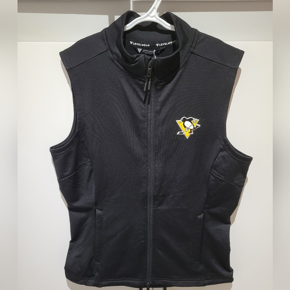 New Pittsburgh Penguins Chic Small Black Vest Levelwear Full-Zip Spandex Blend